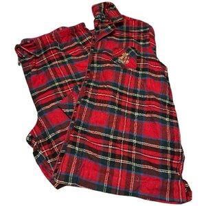 NWT Lauren/ Ralph Lauren Red/Colorful Plaid ALL-FLEECE Classic Pajama Set